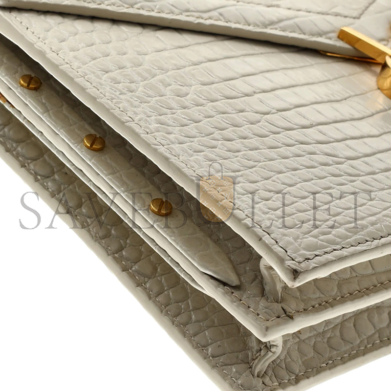 Y*L cassandra embossed clasp bag white 532750 (22*16.5*5.5cm)